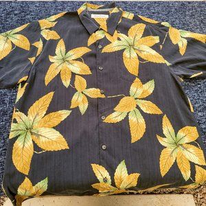 Tommy Bahama Short Sleeve Hawaiian Shirt Mens L 100% Silk Aloha Caribbean